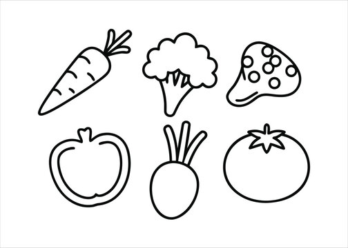 Clean black outline graphics depicting fresh natural produce items essential for wholesome eating habits and culinary inspiration