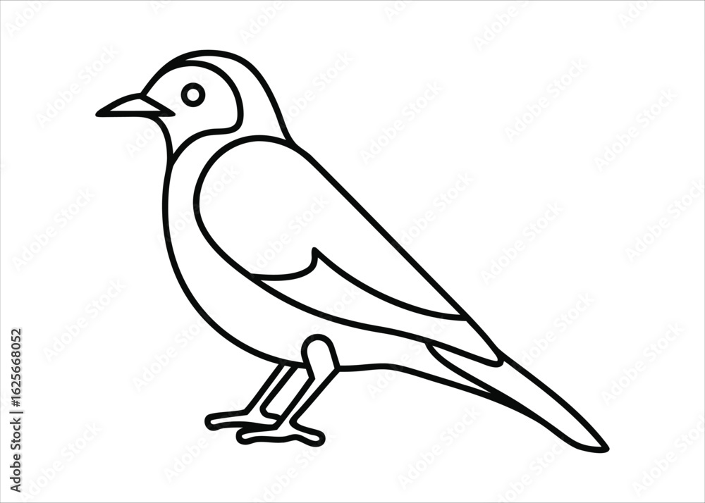 Poster minimalist single stroke avian form art depicting a perched creature in a continuous line style