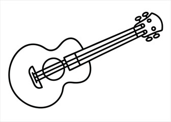 Obraz premium Minimalist single line art depiction of a classic stringed musical instrument a guitar presented elegantly for artistic and design applications
