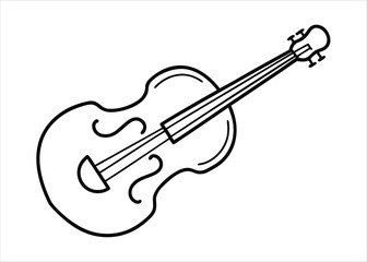 Obraz premium Minimalist single line art depiction of a classic stringed musical instrument resembling a guitar perfect for artistic and creative projects