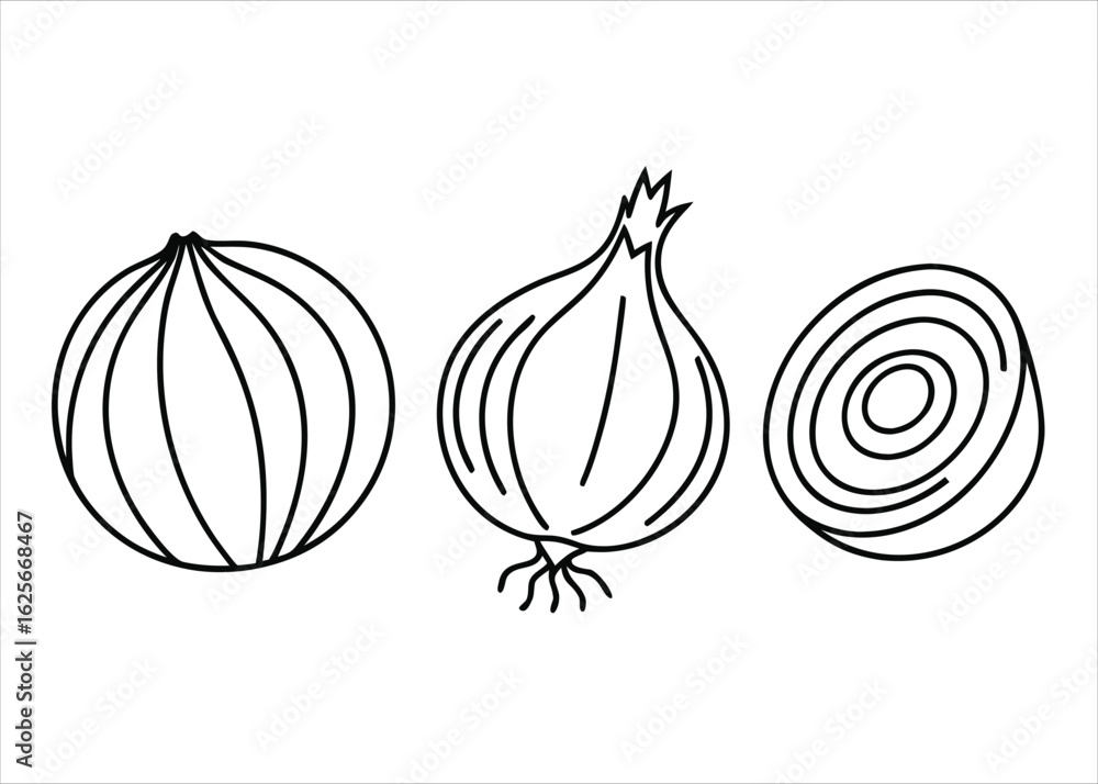 Poster single line art drawing of an onion in a continuous flowing style with minimalist detail and artisti