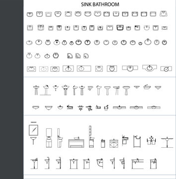 Collection Sink Bathroom Vector Top and Side View