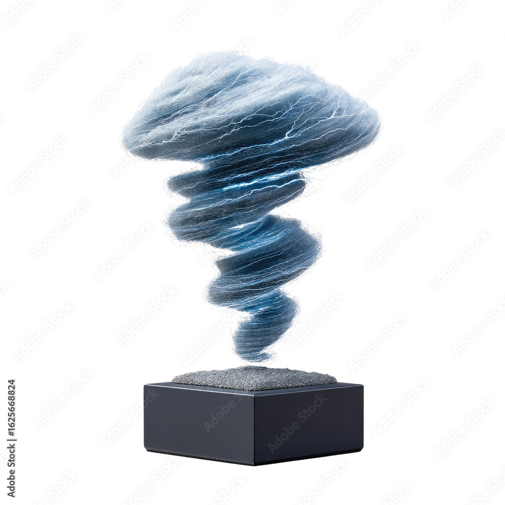 Poster whimsical swirling cloud formation on a dark base with soft light effects and dynamic flow in a stud