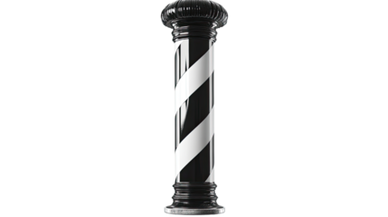 minimalistic black and white barber pole on white background