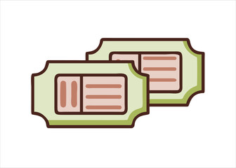 Comprehensive collection of ticket outline graphics featuring customizable stroke weights and a variety of color options for diverse design needs