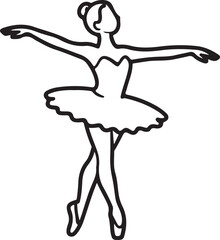 Elegant Ballerina Dancer Pose Vector Illustration in Black and White