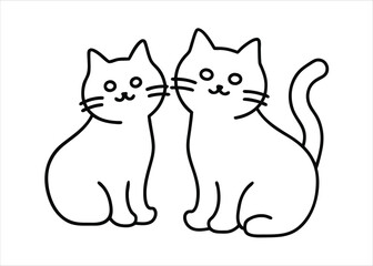 Charming single line art depicting two feline companions in a graceful continuous flow