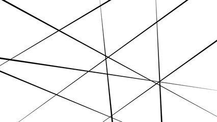 Abstract white background with random black lines, Banner with geometric shapes, lines, stripes and triangles. 