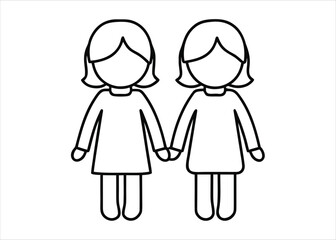 Artistic depiction of two female companions sharing a moment drawn with bold linework and vibrant color palette showcasing friendship and connection
