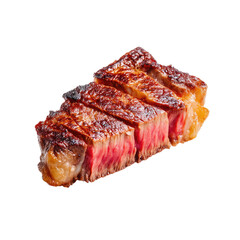 Grilled Juicy Steak with Perfectly Seared Marks Ready to Serve on White Background
