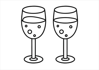 Elegant line art wine glass illustration featuring a classic stemware design suitable for beverage branding and editorial content