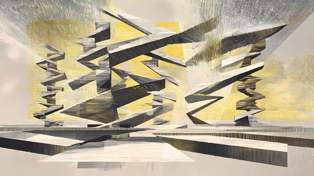 Vector composition of twisted columns in unstable balance simulates forces of friction and gravity