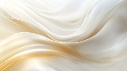 Obraz premium Abstract flowing fabric in soft white and gold tones