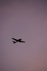 Small plane at sunset
