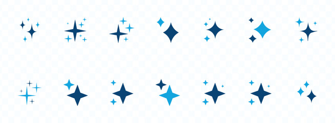 Sparkle Icons set. Twinkle stars collection. Shine star icons. Effect shine, glitter, twinkling and clean. Star sparkle icon. Vector illustration.