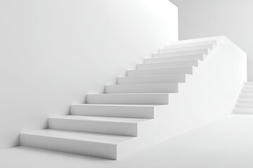 Abstract white stairs in minimalist interior