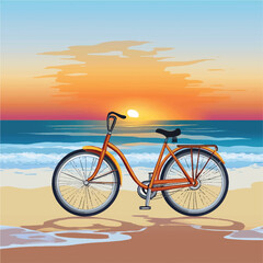 Obraz premium a bicycle by the beach