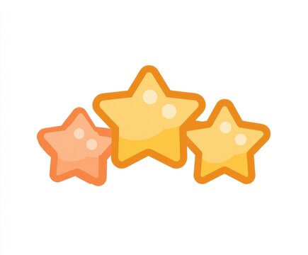 Three cartoon stars, two gold, one peach, arranged horizontally