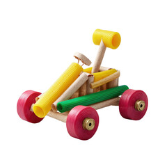 Colorful Toy Car Model Constructed from Plastic Household Materials for Creative Play and Imaginative Learning