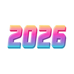 Vibrant 2026 Digital Artwork with Glossy Finish and Colorful Gradient for Celebration and New Year Themes