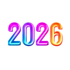 Vibrant Neon Number 2026 Design for Celebrations and Events in Bright Colorful Hues