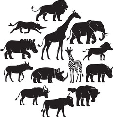 Fototapeta premium Collection of diverse animal illustrations with vibrant color options