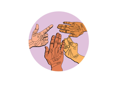 Diverse Hands Interacting, a Symbol of Unity