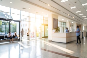Bright and Modern Lobby Interior with Natural Light and Reception Area in Urban Setting
