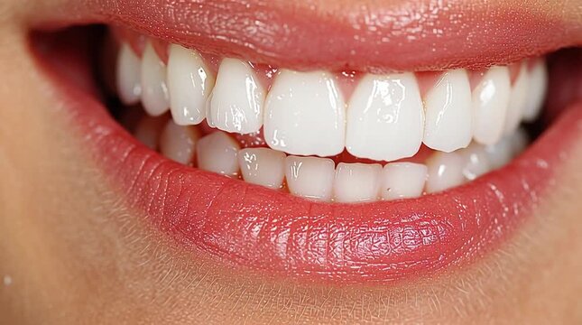 Close-up of a bright, healthy smile with white teeth.