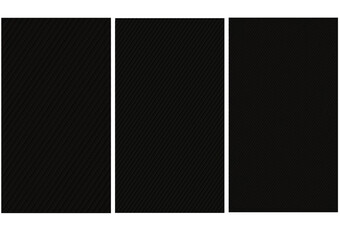 Photorealistic three different intricacy carbon fabric as isolated different objects and layers created by 3D modeling.