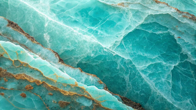 Abstract background of a teal geode slice with rough, textured edges and organic patterns