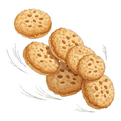 Creative Illustration of Fluffy Sesame Cookies for Food Packaging