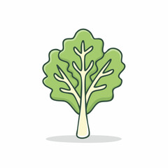 Stylized depiction of a healthy tree with vibrant green leaves and a light beige trunk