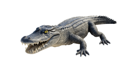 Crocodile crawling forward isolated on white
