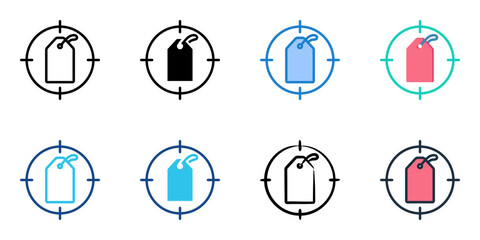 Price hunt icon set multiple style collection 
