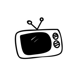 Vintage black and white retro tv with static screen. Vector illustration