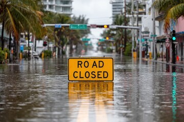 Flooded street with 