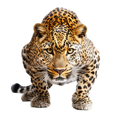 Obraz premium Leopard crouching front view hunting mode 