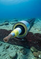 Underwater cable cross-section: revealing the intricate layers protecting vital internet infrastructure , A deep dive into submarine communication cable: showcasing the technology connecting the world