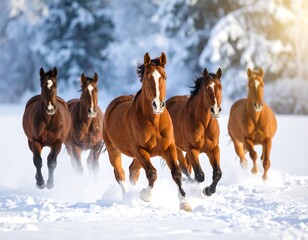 Horses running in snow (1)