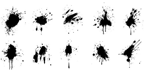 Black brush stroke set isolated on background. Paint brush stroke vector for ink paint, grunge design element, dirt banner, watercolor design, dirty texture. Trendy brush stroke, vector illustration. 