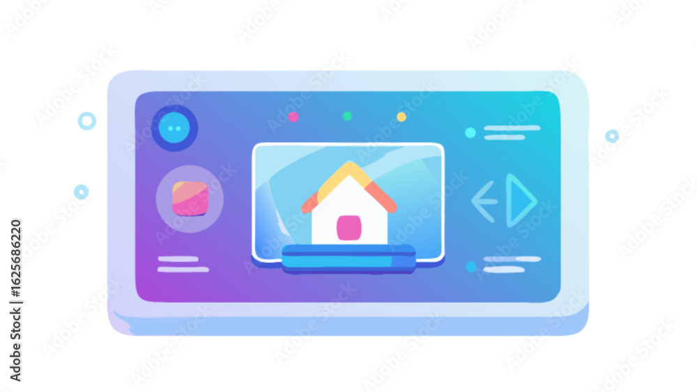 Poster smart home system interface dashboard ui design for iot automation and house control technology conc