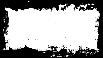 Grunge frame brush border vector stroke paint. Texture black frame old grunge square frame.  Grunge rectangular frame, blank frame. Vector illustration on white background
