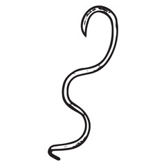 Naklejka premium Black and White Hand-Drawn Fishing Line Illustration for Projects