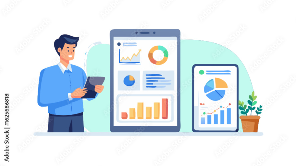 Aufkleber data analysis dashboard on mobile app for business intelligence and reporting digital marketing stra