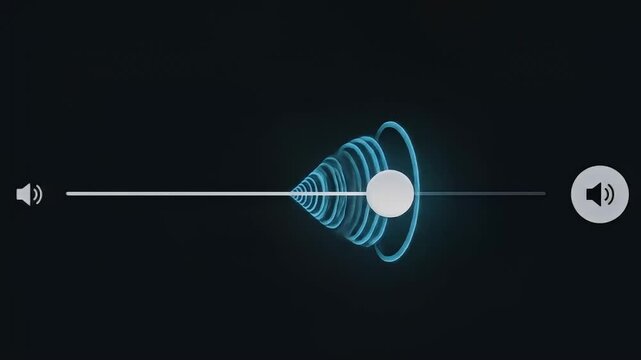 A clean, intuitive animation of a volume slider UI element with sound wave feedback.
