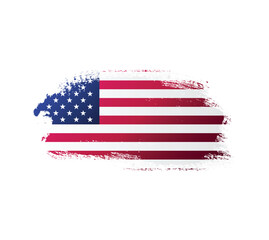 USA united stated of America flag ink texture grunge paint brush stroke. American flag watercolor artistic splatter decorative png	
