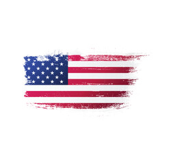 USA united stated of America flag ink texture grunge paint brush stroke. American flag watercolor artistic splatter decorative png	
