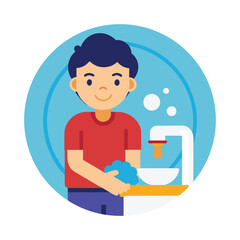 hands washing to keep clean flat vector icon