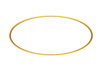 Oval gold border with white center isolated on transparent background